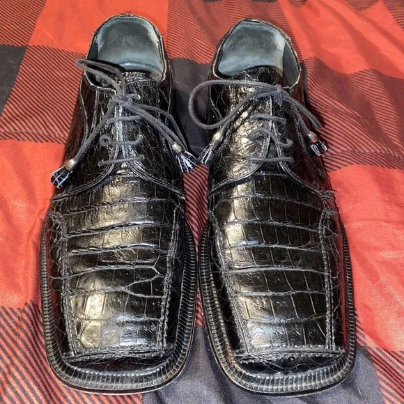 David Eden Oxfords Shoes Size 9.5 Black Crocodile David Eden Crocodile And Lizard Derby Dress Shoes Men main image 4